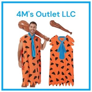 Men's Vibrant Stone Age Costume with Blue Tie